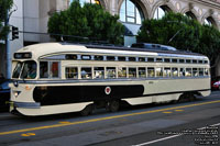 San Francisco Muni 1056 Kansas City Public Service Company livery PCC streetcar built in 1948 - Ex-Philidelphia Transportation Company 2113 via SEPTA - F Market & Wharves line